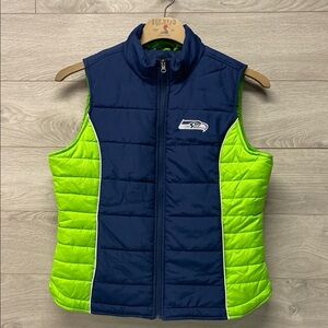 NFL Seattle Seahawks Blue and Green Quilted Puffer Vest